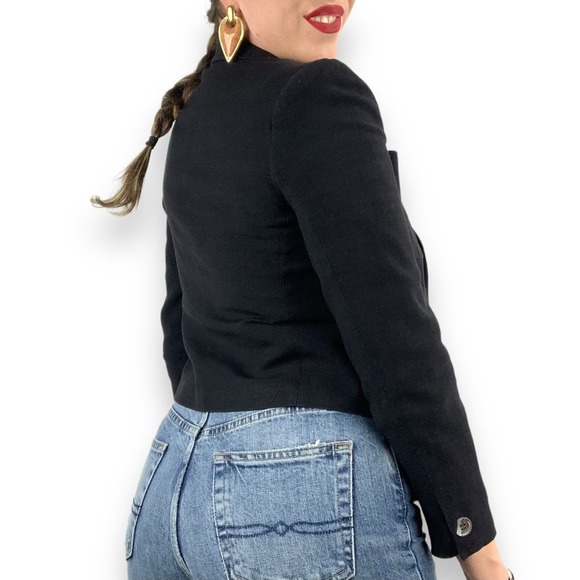 Vintage CHRISTIAN DIOR cropped rayon linen blazer jacket - Picture 4 of 13